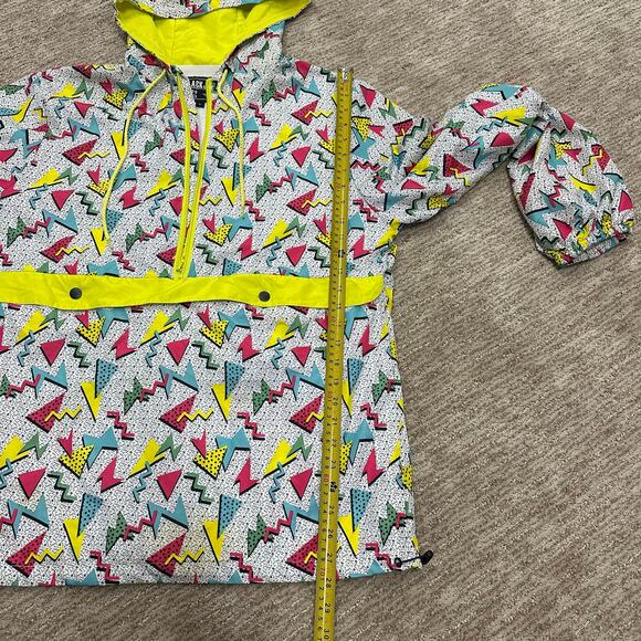 Blackjack 1999 USA retro 90s geometric print windbreaker jacket half zip large - Picture 7 of 12